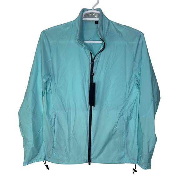 Greyson Men's Medium Trailwolf Jacket Lightweight Running Skystone Blue Full Zip - Picture 1 of 5